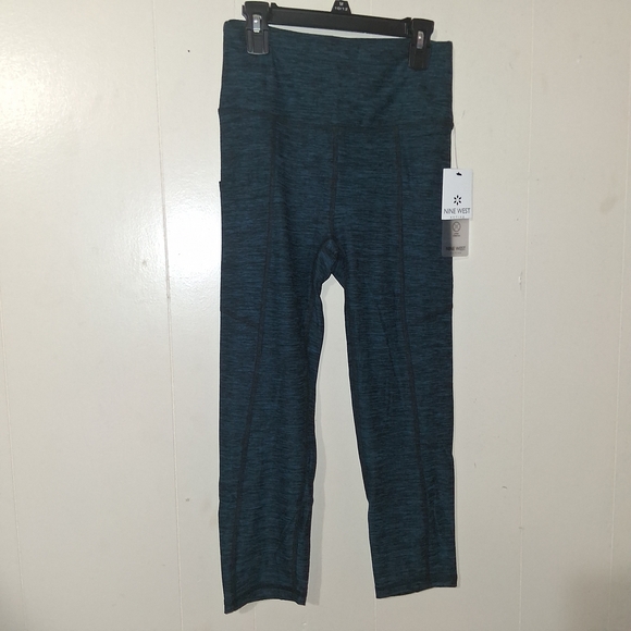 Nine West Pants - Nine West Teal Marled High-Waist Workout Capri Leggings